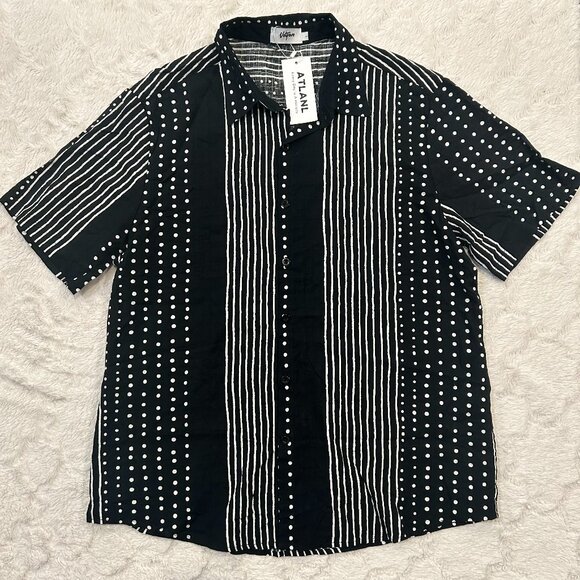 Vatpave Other - NWT Vatpave - Cotton Blend Stripes & Dots Casual Short Sleeved Button Down Shirt